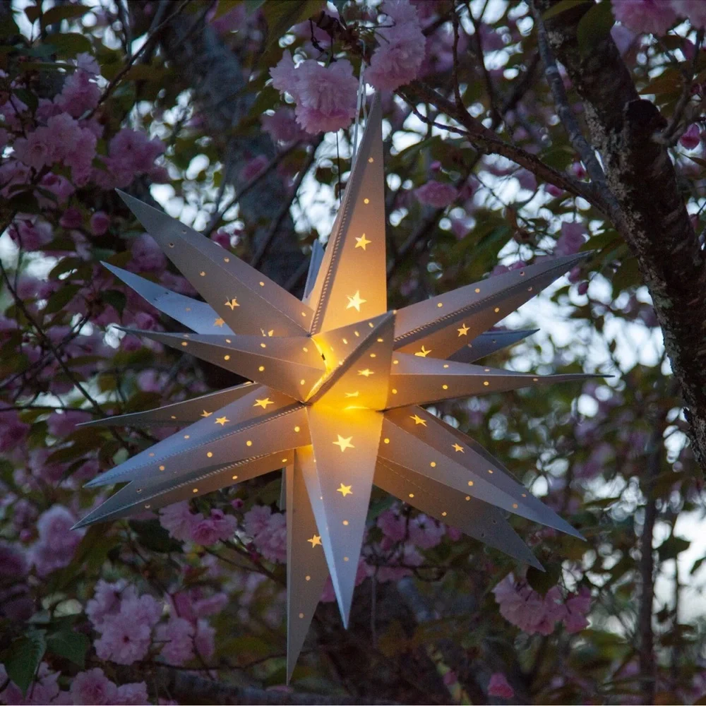 30” Christmas Moravian White Led Star Indoor/Outdoor Bat.Operated Timer
